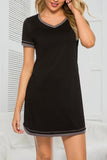 Contrast Trim Short Sleeve Lounge Dress 