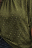 Plus Size Swiss Dot Tied Mock Neck Blouse 