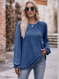 Mandy Long Flounce Sleeve Round Neck Blouse 
