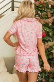 Candy Cane Collared Neck Top and Shorts Lounge Set Lingerie & Nightwear