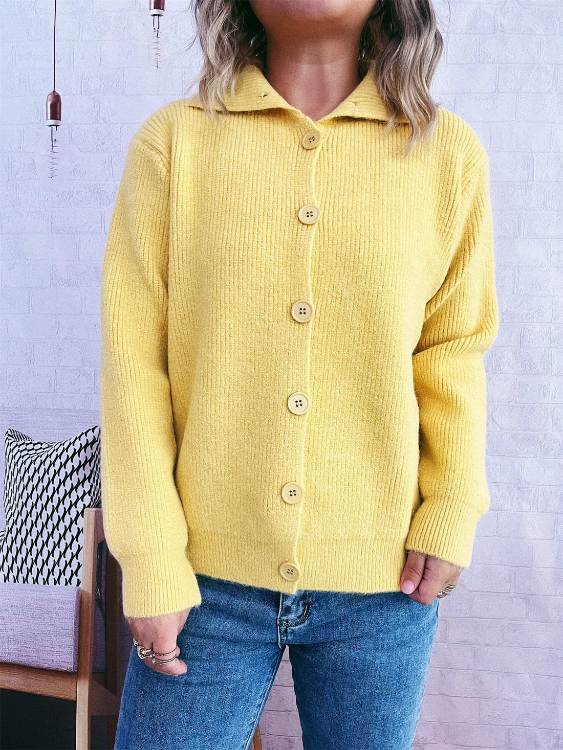 Ribbed Button-Up Cardigan 