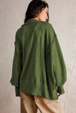 Exposed Seam Side Slit Long Sleeve Sweatshirt 