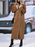 Plus Size Drop Shoulder Sherpa Longline Coat 