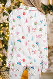 Printed Collared Neck Long Sleeve Top and Pants Lounge Set Lingerie & Nightwear