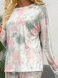 Shiny Tie-Dye Round Neck Top and Drawstring Pants Lounge Set Lingerie & Nightwear