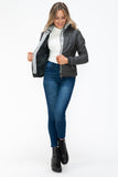 YMI Faux Layered Double-Zipper Jacket with Fuzzy Hood 