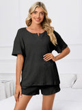 Notched Short Sleeve and Shorts Lounge Set Lingerie & Nightwear