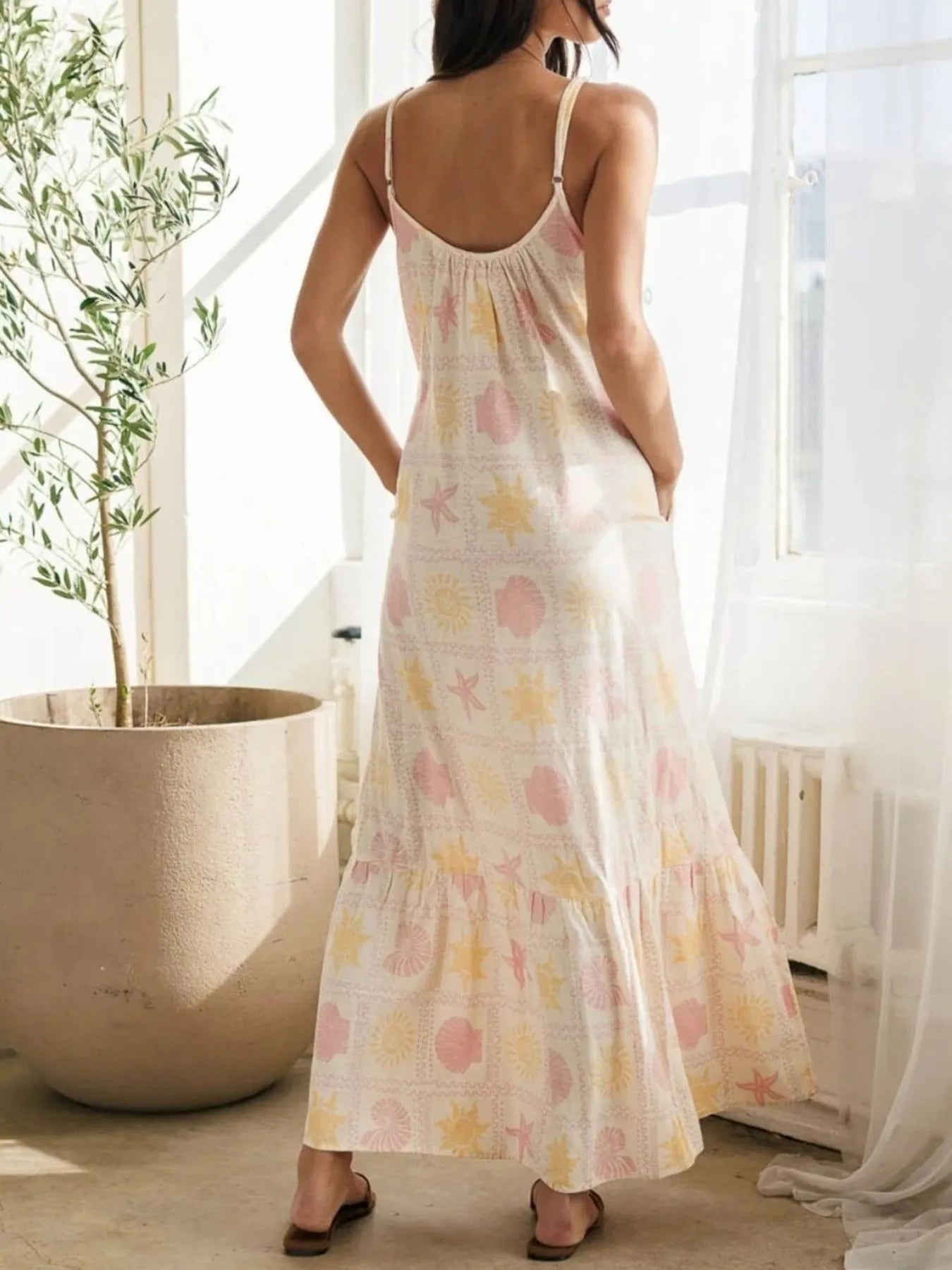 Printed Maxi Lounge Dress with Ruffled Hem Lingerie & Nightwear