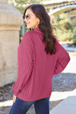 Basic Bae Full Size Ribbed Exposed Seam Mock Neck Knit Top 