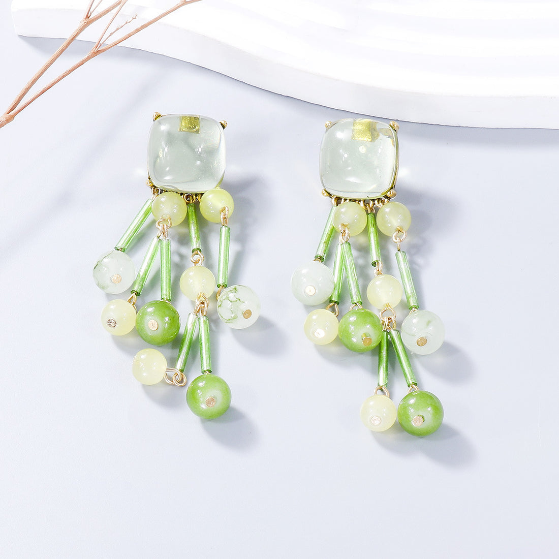 Acrylic Bead Dangle Earrings 
