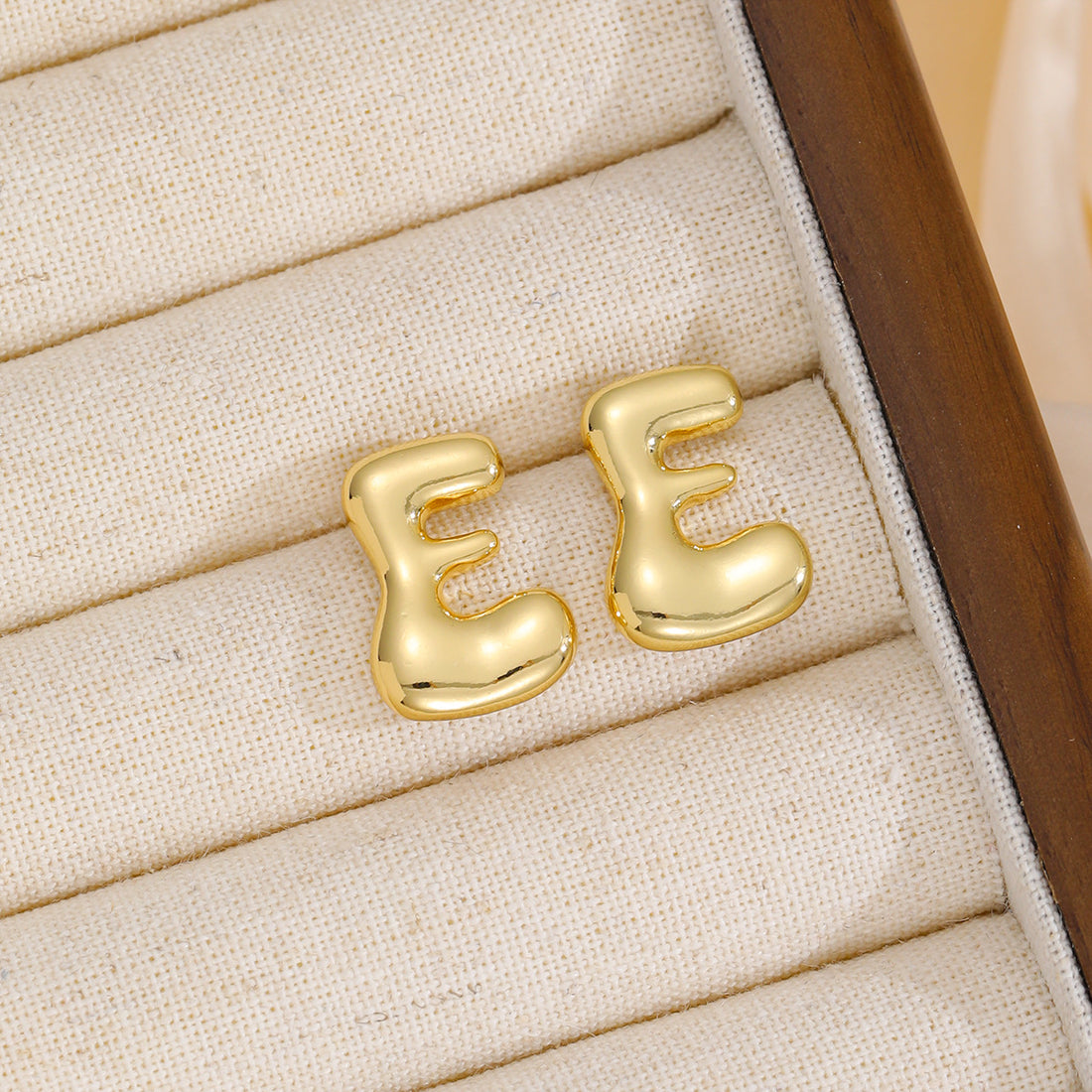 18K Gold-Plated Bubble Letter Stud Earrings 