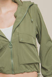 Love Tree Drawstring Hem Hooded Zip-Up Jacket 