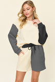 Double Take Full Size Contrast Drop Shoulder Top and Shorts Set 