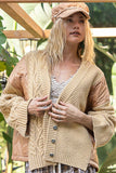 POL Quilting Patch Button Up Cable Knit Jacket 