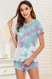 Tie-Dye Round Neck Short Sleeve Top and Shorts Lounge Set Lingerie & Nightwear