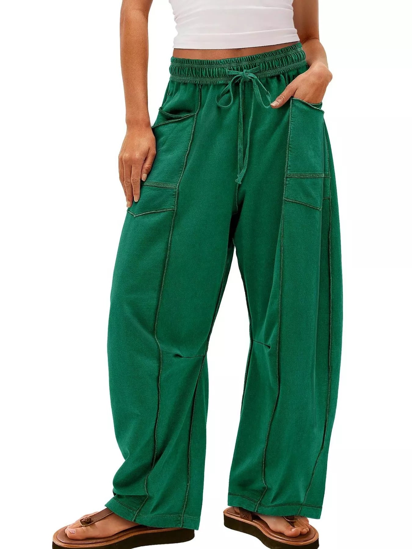 Drawstring Wide Leg Pants 