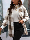 Plaid Long Sleeve Hooded Coat 