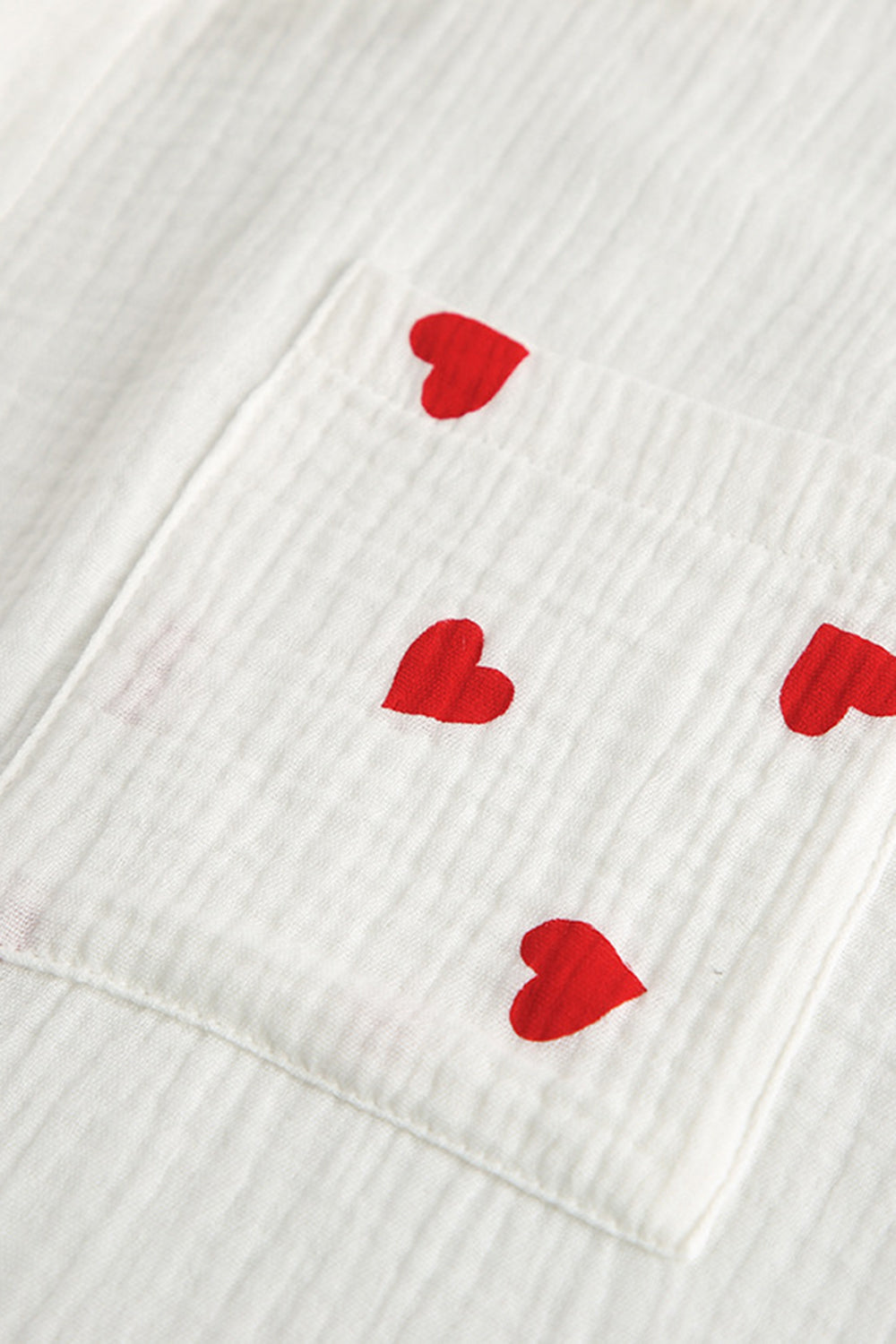 Basic Bae Heart Collared Neck Button Down Top and Shorts Set 