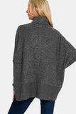 Zenana Full Size Brushed Melange Hacci Turtleneck Sweater 