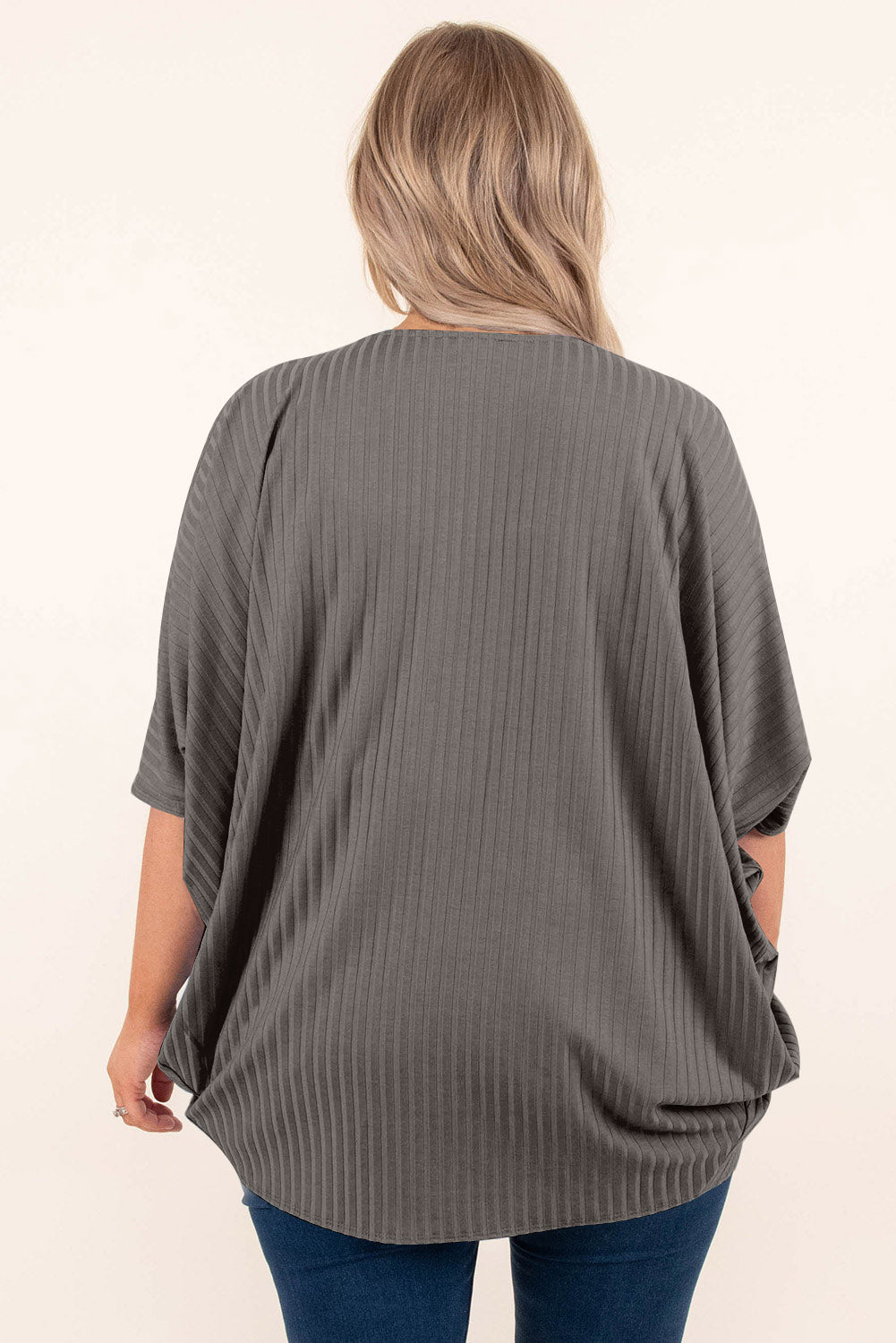 Plus Size Ribbed Cocoon Cover Up 