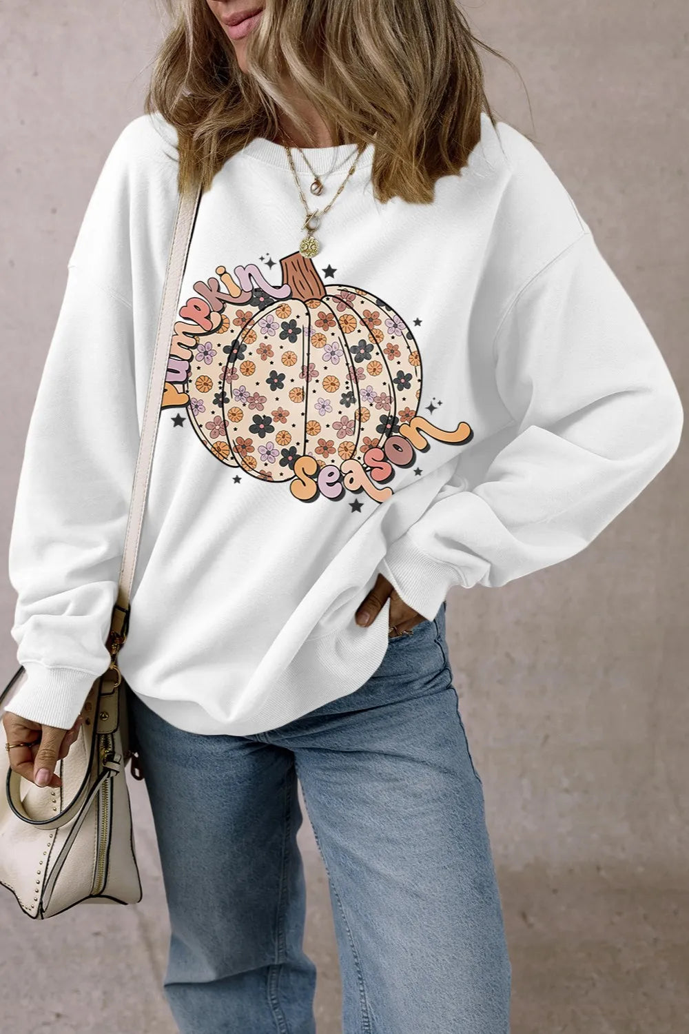 Pumpkin Graphic Long Sleeve Sweatshirt 