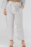 Striped Paperbag Waist Cropped Pants 