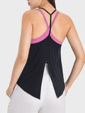 Millennia Slit Spaghetti Strap Scoop Neck Active Cami 