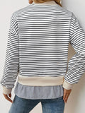 Perfee Faux Layered Striped Long Sleeve Sweatshirt 