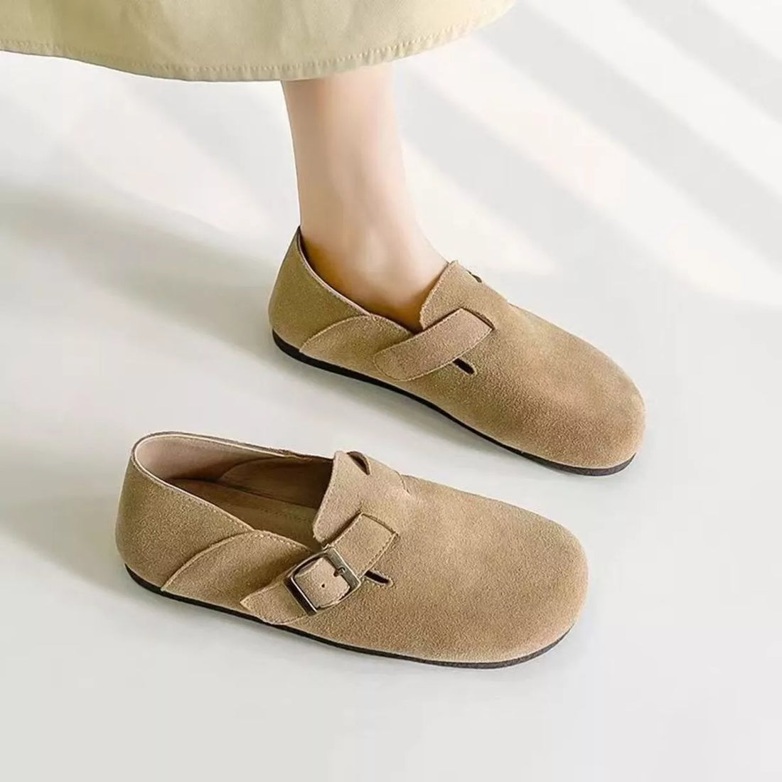 Round Toe Buckle Slip-Ons 