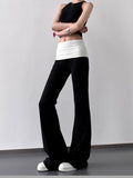 Contrast Waistband Flare Pants 