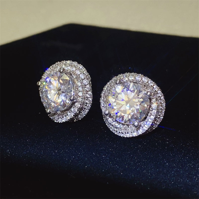 6 Carat Moissanite 925 Sterling Silver Earrings 