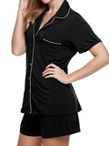 Button Up Short Sleeve Top and Shorts Lounge Set Lingerie & Nightwear