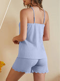 Lace-Trimmed Ribbed Cami and Shorts Lounge Set Lingerie & Nightwear