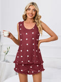 Heart Scoop Neck Tank and Shorts Lounge Set Lingerie & Nightwear