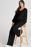 V-Neck Long Sleeve Top and Pants Active Set 