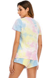 Tie-Dye Round Neck Short Sleeve Top and Shorts Lounge Set Lingerie & Nightwear