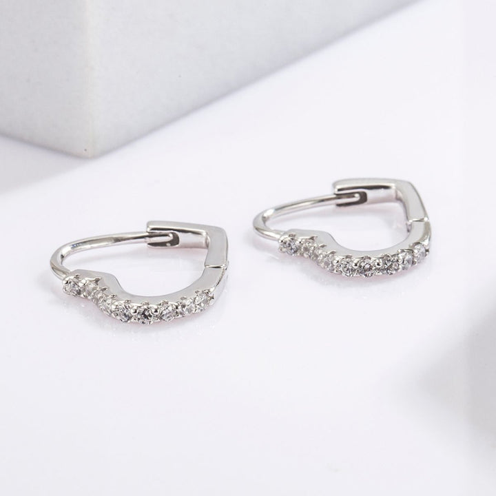 925 Serling Silver Zircon Heart Shape Earrings 