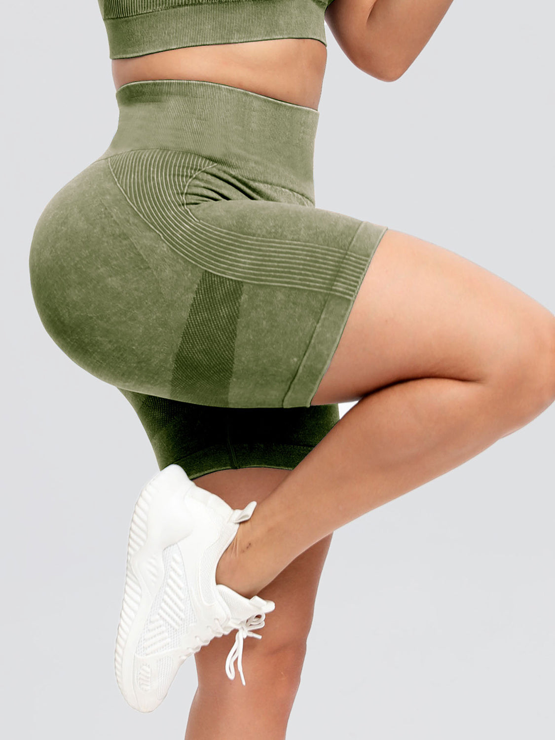 Washed High Waist Active Shorts 