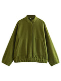 Full Size Snap Down Drop Shoulder Jacket 