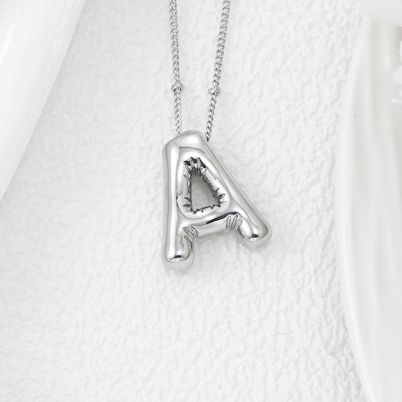 Copper Bubble Letter Pendant Necklace 