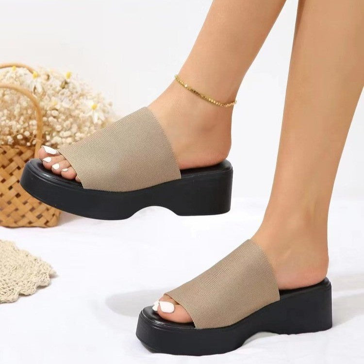 Open Toe Platform Cloth Sandals 