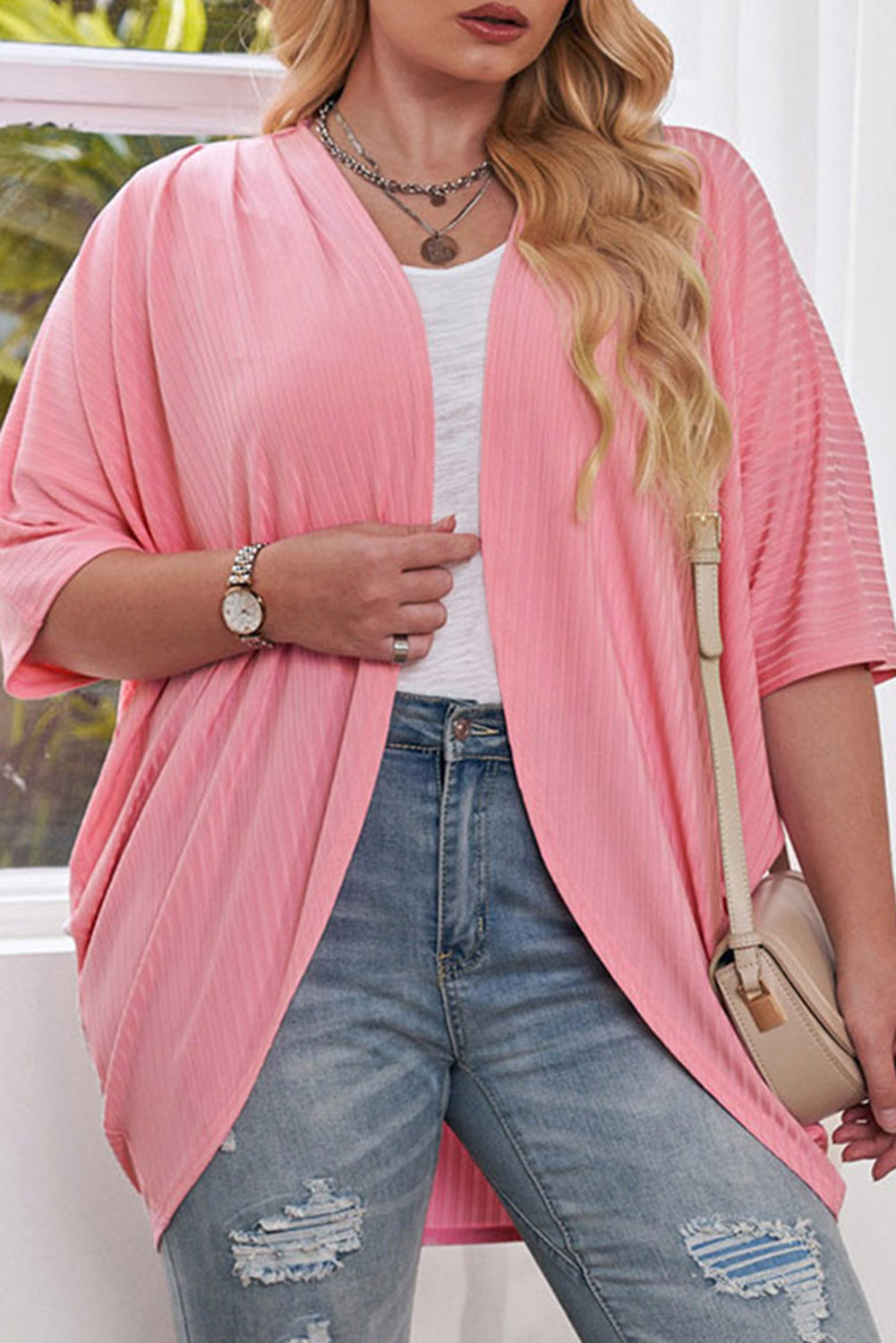 Plus Size Ribbed Cocoon Cover Up 