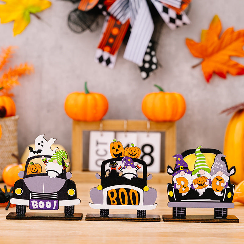 3-Piece Halloween Element Car-Shape Ornaments 