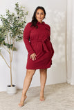 Culture Code Full Size Tie Front Half Zip Long Sleeve Shirt Dress 