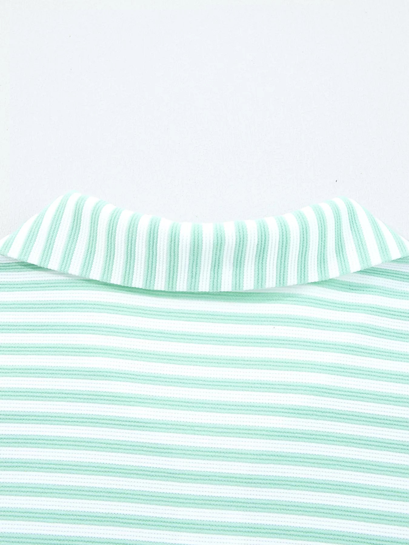 Stripe Quarter Zip Collar Long Sleeve Top 