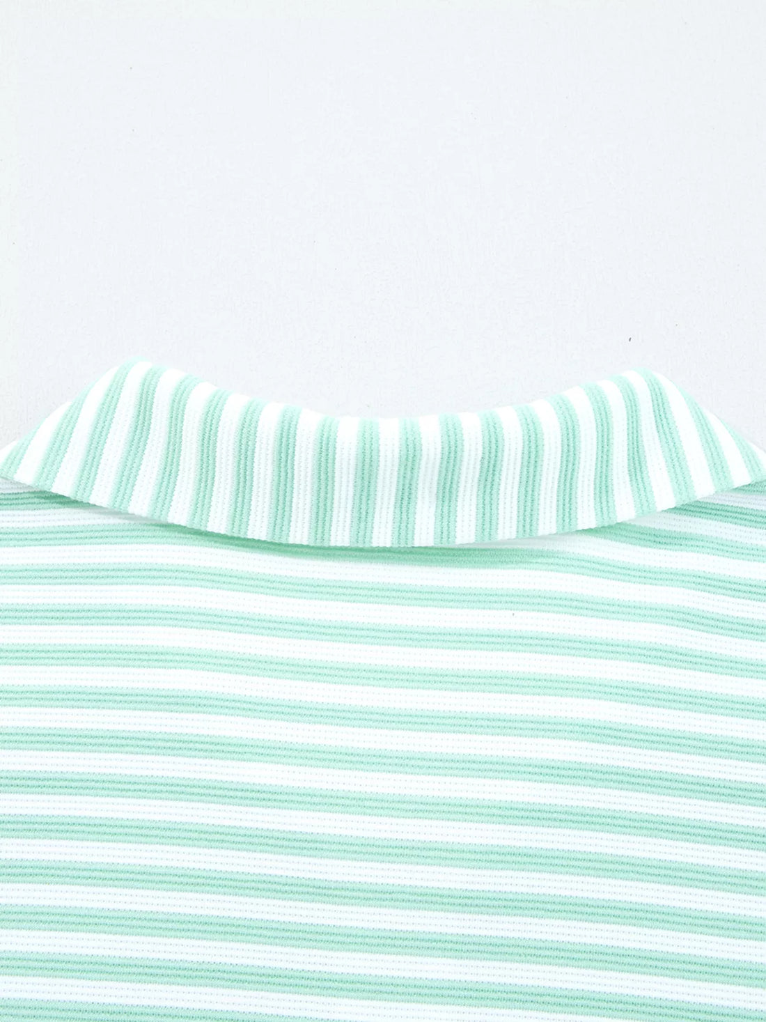 Stripe Quarter Zip Collar Long Sleeve Top 