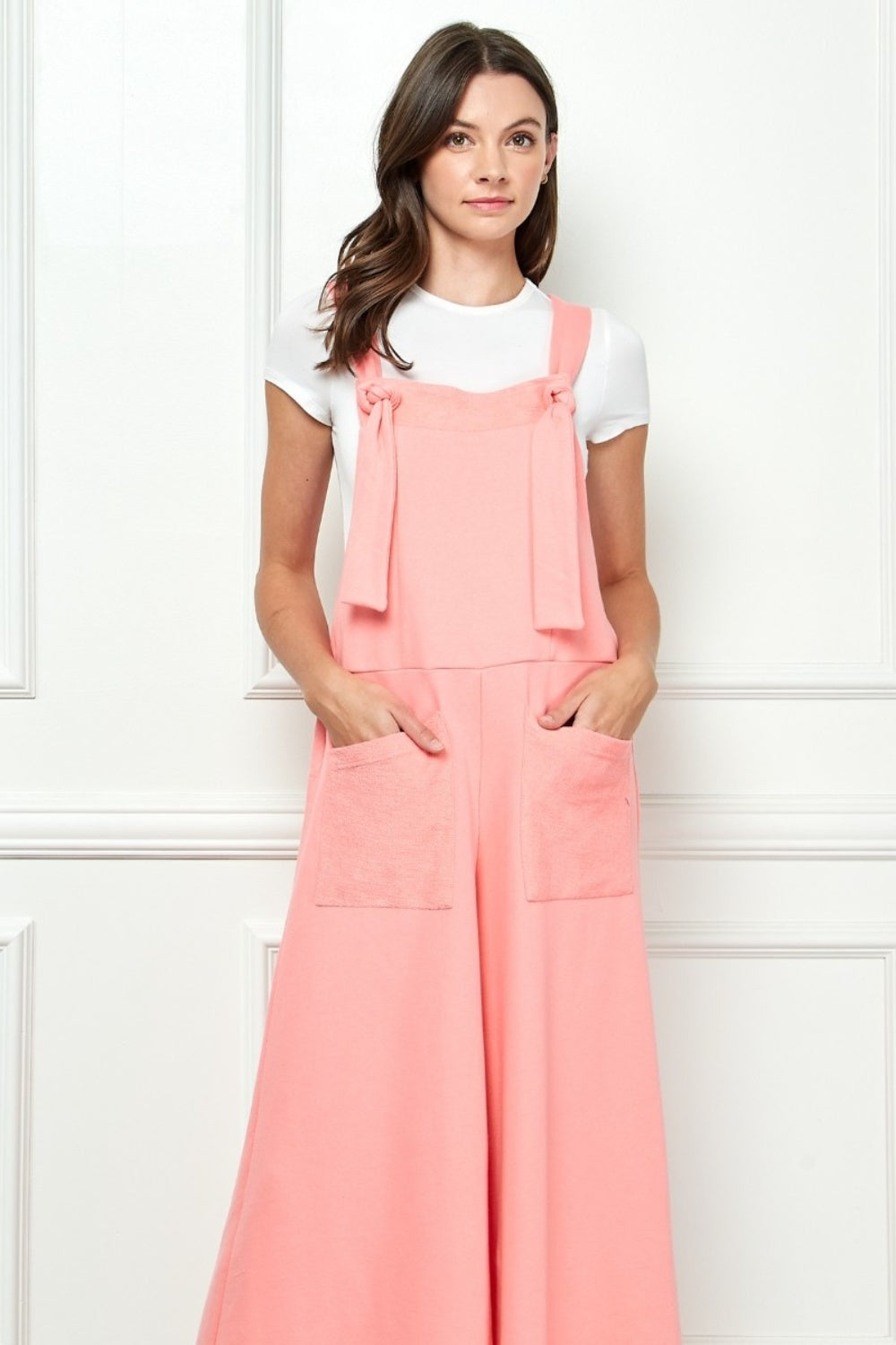 Veveret Wide Strap French Terry Overalls 