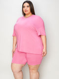 Basic Bae Full Size V-Neck Drop Shoulder T-Shirt and Shorts Set 