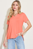 Basic Bae Bamboo Full Size V-Neck High-Low T-Shirt 