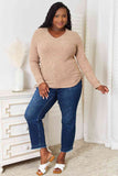 Double Take Drawstring Ribbed Long Sleeve T-Shirt 